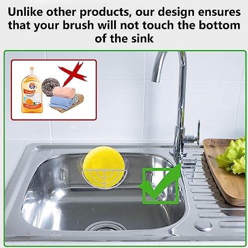 YeeBeny Kitchen Sink Suction Holder, Suction Cup Sponge Holder, Sponge Caddy - Suction Sponge Holder, Sink Organizer for Kitchen and Bathroom, Universal for Sponges and Scrubbers