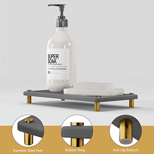 Sink Caddy, Dries Instantly Sink Holder for Preventing Moisture Buildup, Diatomaceous Pedestal Stand Riser with Stainless Steel Feet & Rubber Bottom, Soap Holder for Bottles Candles Decor-Dark Gray