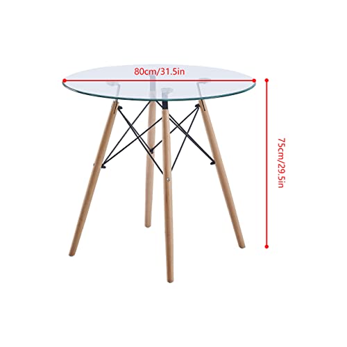 Saadiya Round Glass Dining Table Set for 2,Person Small Round Dinner Table and Velvet Chairs Set for Kitchen Room, 32 inch Leisure Coffee Table for Living Room Accent Table