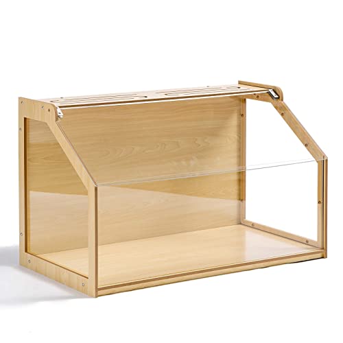 Large Hamster Cages Wooden Enclosure for Syrian Dwarf Hamsters, 33.15" L x 17.91" W x 19.72" H Humanize Habitat with Oblique Acrylic Door Durable HDF Waterproof Easy to Assemble and Clean, Clearance