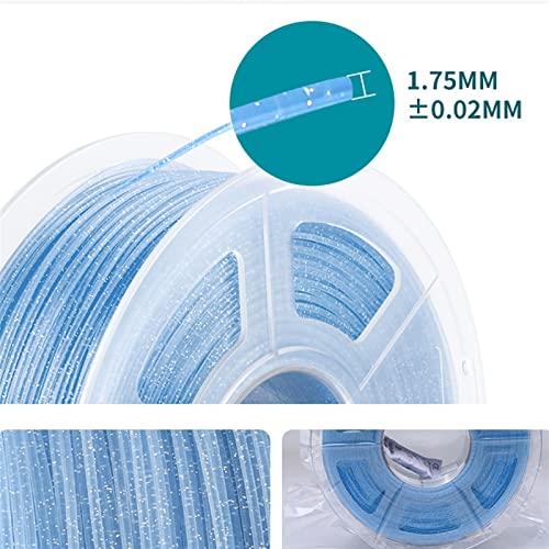 LYXDWRC 3D Printer PLA Filament, Glitter Sky Blue, 1.75mm +/- 0.02 Mm 1kg, Great for 3D Printing Pen 3D Printing