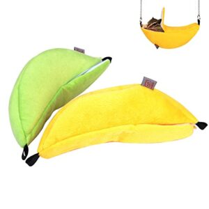 yafiygi 2pack rat hammock for cage hamster soft bed small pet house animals warm squirrel hedgehog guinea pig bed house for mouse, chinchilla, rat, gerbil and dwarf hamster（yellow+green