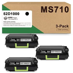 52d1000(521) toner cartridge: dra ms710 toner cartridge compatible replacement for lexmark ms811n ms810de ms810dtn ms811dn ms811dtn ms710n ms810dn printers.6500 pages, 3 pack
