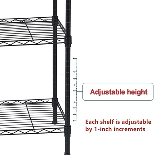 Ymlpre 3 Tier Shelving Unit NSF Wire Storage Shelves Heavy Duty Metal Height Adjustable Commercial Grade Steel Utility Layer Shelf Rack Organizer 198 LBS Capacity,35.43x13.78x31.5, Black 3-Tier