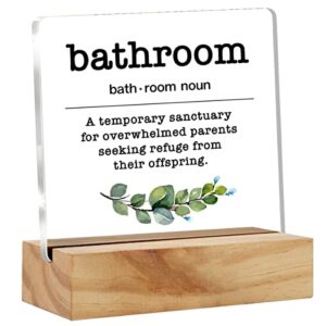 Bathroom Definition Desk Decor Acrylic Desk Sign Bathroom Restroom Toilet Acrylic Plaque Home Office Desk Shelf Decoration 4.7"x4.7"