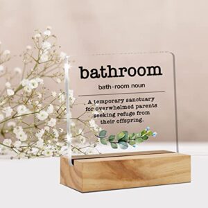 Bathroom Definition Desk Decor Acrylic Desk Sign Bathroom Restroom Toilet Acrylic Plaque Home Office Desk Shelf Decoration 4.7"x4.7"