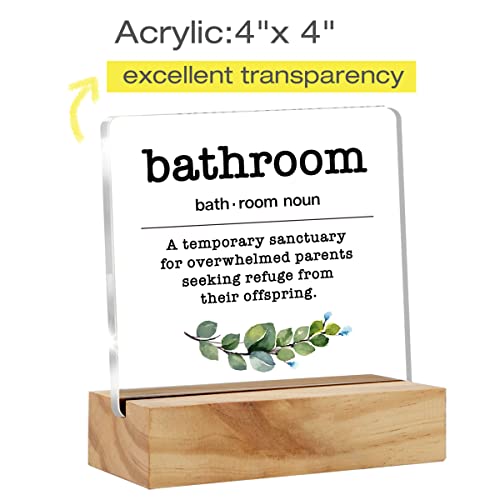 Bathroom Definition Desk Decor Acrylic Desk Sign Bathroom Restroom Toilet Acrylic Plaque Home Office Desk Shelf Decoration 4.7"x4.7"