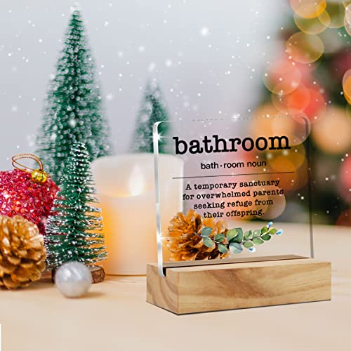 Bathroom Definition Desk Decor Acrylic Desk Sign Bathroom Restroom Toilet Acrylic Plaque Home Office Desk Shelf Decoration 4.7"x4.7"