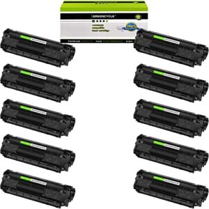 greencycle compatible toner cartridge replacement for hp 12a q2612a work with laser jet 1012 1022 1020 1018 1022n 1010 3015 3050 3030 3052 3055 m1319f printer (black, 10-pack)