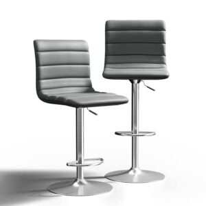 nicbex swivel bar stools modern pu leather adjustable barstools, kitchen island counter bar stools set of 2,(grey color)