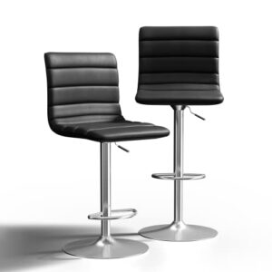 nicbex swivel bar stools modern pu leather adjustable barstools, kitchen island counter bar stools set of 2,(black color)