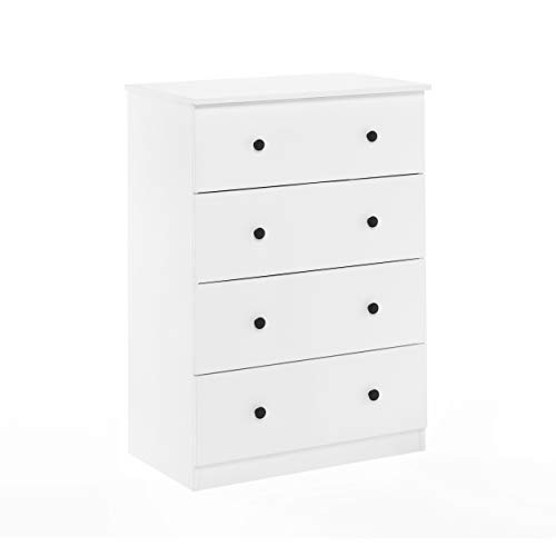 Furinno Tidur Simple Design Dresser, 4-Tier Knob, Solid White