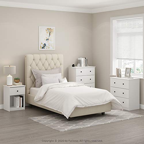 Furinno Tidur Simple Design Dresser, 4-Tier Knob, Solid White
