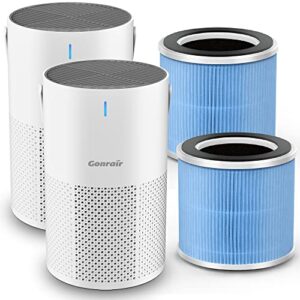 2pack air purifiers for bedroom with four filters(two already in air purifiers) for smoke pollen dander hair smell in bedroom office living room and kitchen