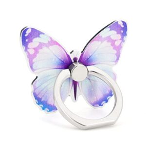lamignonne butterfly cell phone ring holder finger ring grip stand 360° rotation 180° flip universal kickstand compatible with all smartphones (lilac)