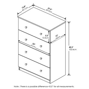Furinno Tidur Simple Design Dresser, 4-Tier Knob, Americano