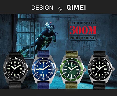 QM Men's Dive Watch US Special Forces UDT Military300M Outdoor Classical Vintage Super Light C3 Army SM8019 (SM8019ANOLOGO)