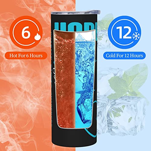 LIICHEES Hope For A Cure Ovarian Cancer Awareness Stainless Steel Vacuum Insulated Tumbler 20oz Coffee Cups Travel Mug Water Cup with Leak-Proof Flip Lid Metal Straw Cleaning Brush