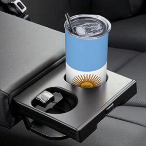 LIICHEES Flag of Argentina Stainless Steel Vacuum Insulated Tumbler 20oz Coffee Cups Travel Mug Water Cup with Leak-Proof Flip Lid Metal Straw Cleaning Brush