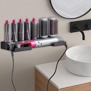 keoqiang storage holder for airwrap wall mounted, sturdy curling iron accessories rack bracket with adhesive, suitable for bathroom, bedroom, styling room, hair salon, black