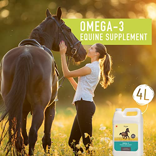 Virgin Camelina Oil for Equine, Dogs and Cats, 1 Gallon, Rich in Omega-3, 6, 9, Vitamin E, Fatty Acids. 100% Pure & Cold Pressed. Supports Skin, Coat, Joint Health. Product of Canada