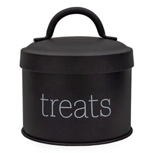auldhome enamel cat treat container (black), small retro modern farmhouse pet treats jar