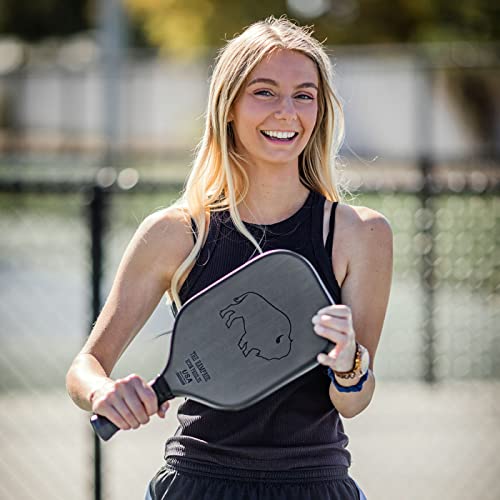 Bison Paddles: Carbon Fiber Pickleball Paddle - Raw Toray T700 Surface Provides Maximum Ball Spin | Elongated or Widened Pickleball Racket Shapes Available - Neoprene Cover Included