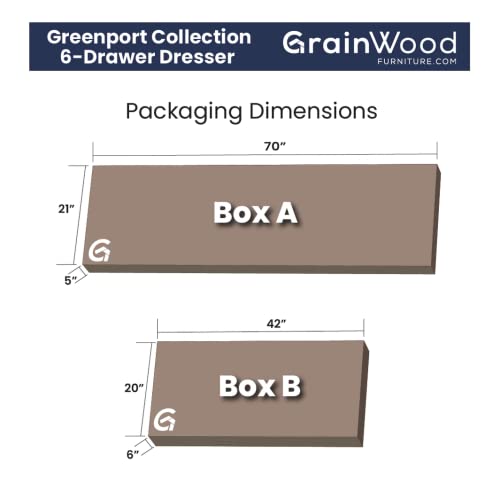 Grain Wood Furniture Greenport 6-Drawer Dresser, Brushed Walnut
