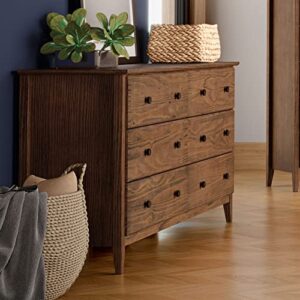 grain wood furniture greenport 6-drawer dresser, brushed walnut