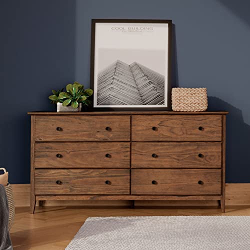 Grain Wood Furniture Greenport 6-Drawer Dresser, Brushed Walnut