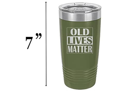 Rogue River Tactical Best Funny Sarcastic 20 Oz. Travel Tumbler Mug Old Lives Matter Senior Citizen Novelty Cup Retirement Birthday Gag Gift Mom Dad Grandma or Grandpa (Green)