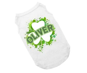 lucky clover personalized dog shirt, cute st. patrick's day dog shirt, green clover st. patty's day shirt for dogs, st. patrick's day shirt for dogs, clothes for pets (xxs- 2-4 lbs)