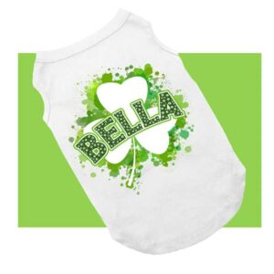 Lucky Clover Personalized Dog Shirt, Cute St. Patrick's Day Dog Shirt, Green Clover St. Patty's Day Shirt for Dogs, St. Patrick's Day Shirt for Dogs, Clothes for Pets (L 15-20 lbs)