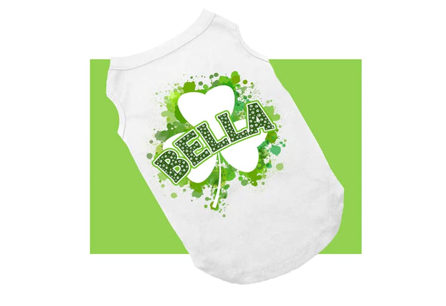 Lucky Clover Personalized Dog Shirt, Cute St. Patrick's Day Dog Shirt, Green Clover St. Patty's Day Shirt for Dogs, St. Patrick's Day Shirt for Dogs, Clothes for Pets (L 15-20 lbs)