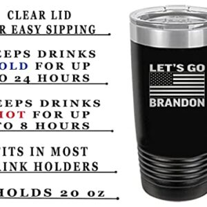 Rogue River Tactical Funny Let's Go Brandon 20 Ounce Large Stainless Steel Travel Tumbler Mug Cup Great Gag Gift (Black)