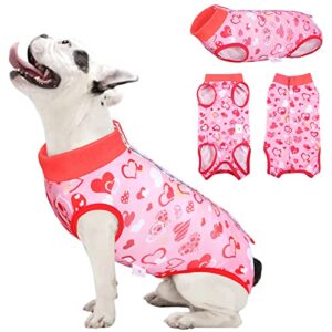 asenku valentine's day dog onesie pet pajamas, dogs recovery suit for dogs cats after surgery, dog pajamas outfit bodysuit for small medium large dog cat costume (valentine's day, 2xl)