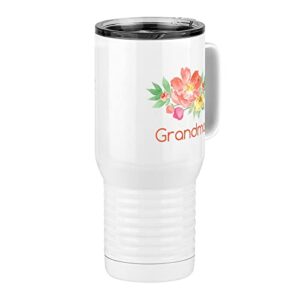 Just So Posh Grandma Flowers Tumbler, Travel Coffee Mug with Handle and Slider Lid, White 20 oz Polar Camel, Stainless Steel, Vacuum Insulated