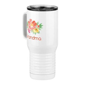 Just So Posh Grandma Flowers Tumbler, Travel Coffee Mug with Handle and Slider Lid, White 20 oz Polar Camel, Stainless Steel, Vacuum Insulated