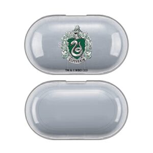 head case designs officially licensed harry potter slytherin crests and shields clear hard crystal cover compatible with samsung galaxy buds/buds plus