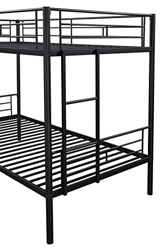 Anwickmak Metal Bunk Bed Twin Over Twin Sturdy Heavy Duty Bunk Beds with 2 Side Ladders,Space Saving,No Box Spring Needed,for Kids Teens Adults (Black)