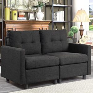 Payeel Convertible Sectional Sofa Couch 52" Loveseat with Tufted Cushion Back for Small Space,Living Room,Apartment (Loveseat,Dark Gray)
