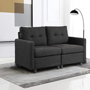 Payeel Convertible Sectional Sofa Couch 52" Loveseat with Tufted Cushion Back for Small Space,Living Room,Apartment (Loveseat,Dark Gray)