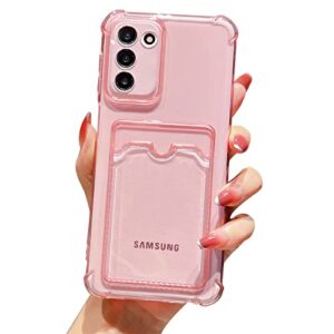 tuokiou compatible with samsung galaxy s23 plus case,wallet phone case upgrade slim fit card slot transparent case protective soft shockproof case with card holder for galaxy s23 plus 6.6” (pink)