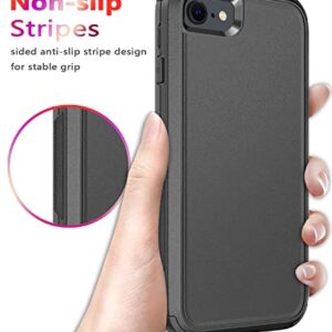 Diverbox Designed for iPhone SE case with Screen Protector Heavy Duty Shockproof Shock-Resistant Cases for Apple iPhone se Phone 2022/2020 Release - Black