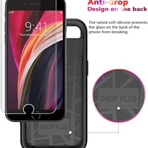 Diverbox Designed for iPhone SE case with Screen Protector Heavy Duty Shockproof Shock-Resistant Cases for Apple iPhone se Phone 2022/2020 Release - Black