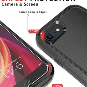 Diverbox Designed for iPhone SE case with Screen Protector Heavy Duty Shockproof Shock-Resistant Cases for Apple iPhone se Phone 2022/2020 Release - Black