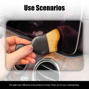 1PCS Car Interior Detailing Soft Brush Detailing Interior Auto Interior Soft Hair Removal Brush Scratch Free, Cleaning Dashboard Curved Design Universal Car Brush Tool (Black-Yellow)