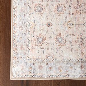 Fashionwu Vintage Rug 5x7 Area Rug for Bedroom Machine Washable Rug Aesthetic Rug Non-Shedding Anti-Slip Rug Carpet Office Rug Patio Rug Dining Room Rug 5 x 7 Large Rug, Blush