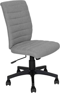 ergonomic home office desk chair – computer mesh adjustable task swivel tilt tension armless cushion mid-fiber mesh lumbar support (light grey)