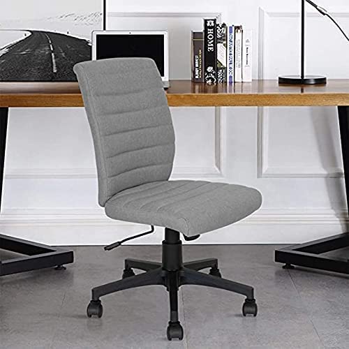 Ergonomic Home Office Desk Chair – Computer Mesh Adjustable Task Swivel Tilt Tension Armless Cushion Mid-Fiber Mesh Lumbar Support (Light Grey)